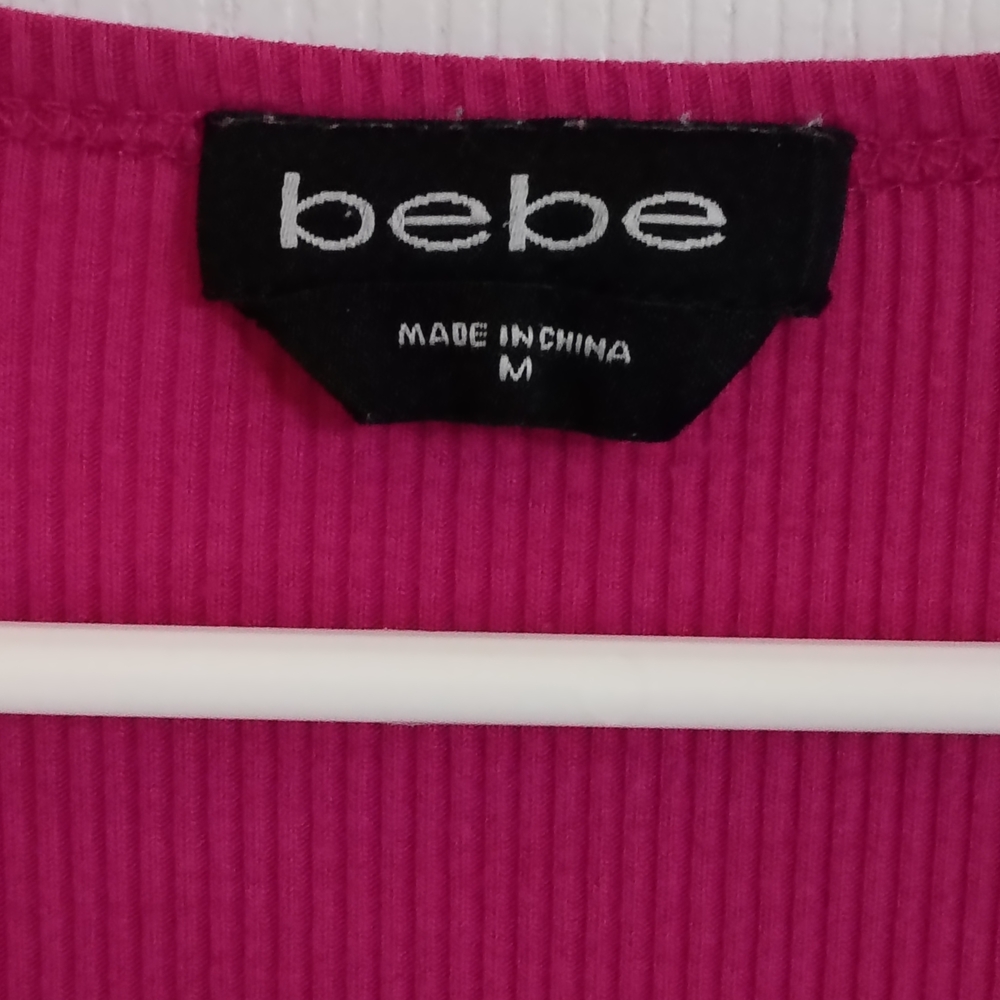 Bebe Fuchsia Embellished Scoop Neck Tee - Picture 3 of 4